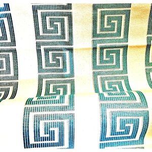 Geometric Striped Canvas Upholstery Fabric Heavy Ribbed Blue White 57 x 1 3/4 Yd